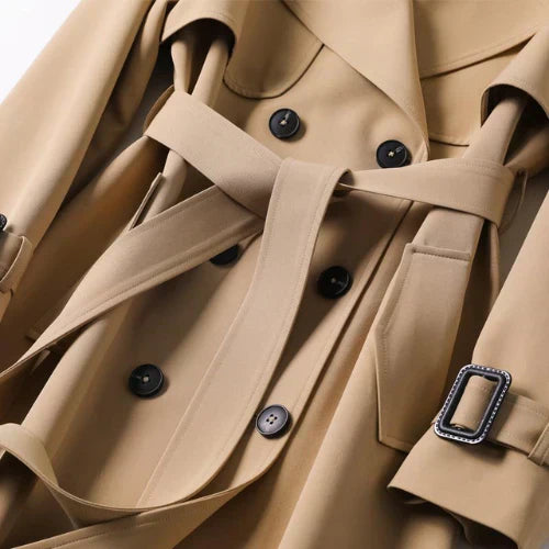 Evelyn | Mujer Gabardina Trench Clásica con Cinturón