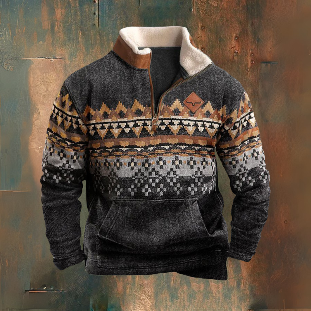 IJsselwind | Hombre Sudadera Polar con Media Cremallera y Cuello Sherpa
