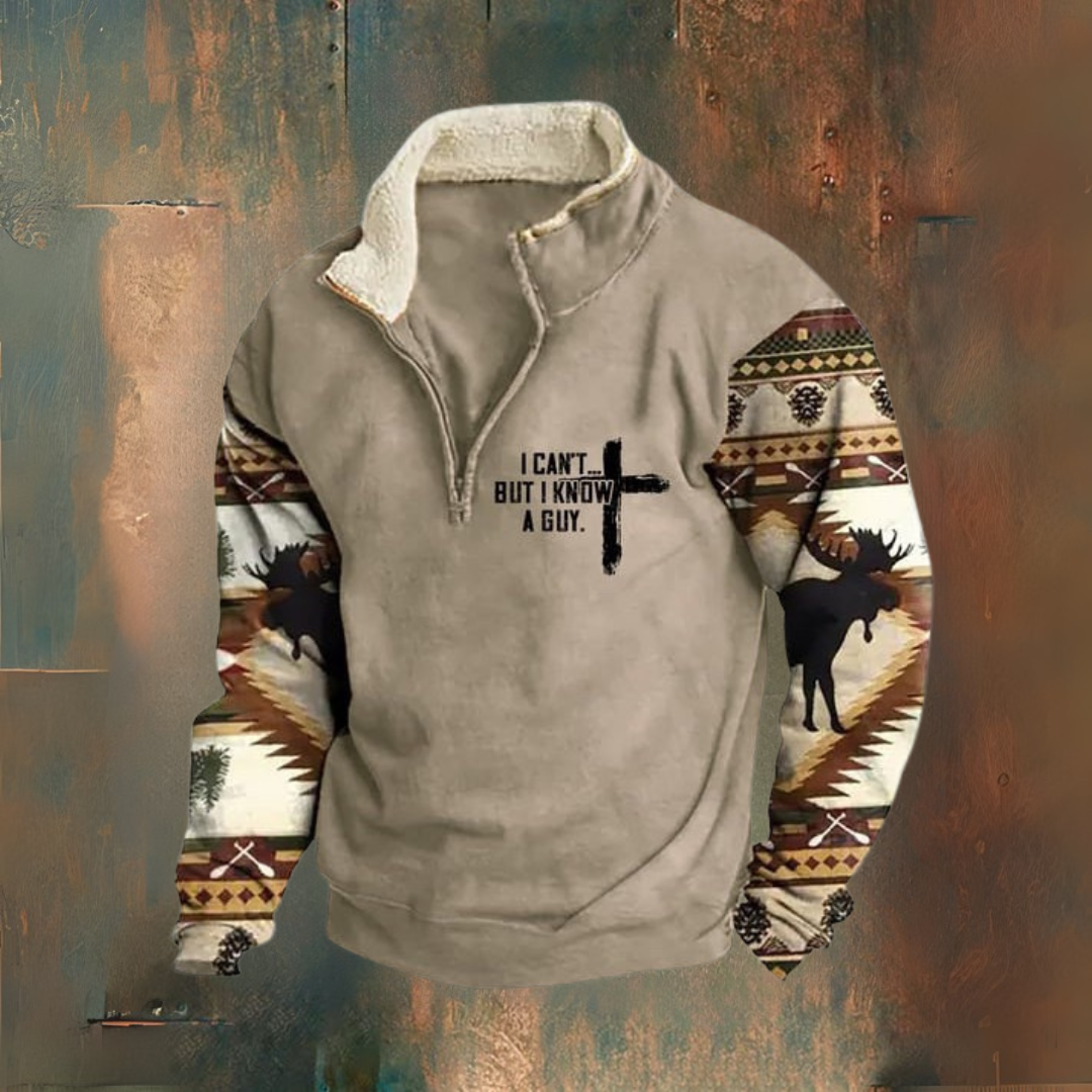 Strandbries | Hombre Chaqueta Polar con Media Cremallera y Cuello Sherpa