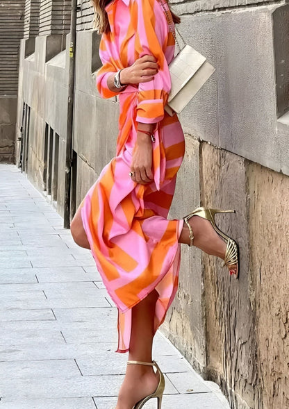 Rosan | Mujer Vestido Cruzado Fluido con Estampado y Cinturón