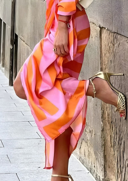 Rosan | Mujer Vestido Cruzado Fluido con Estampado y Cinturón