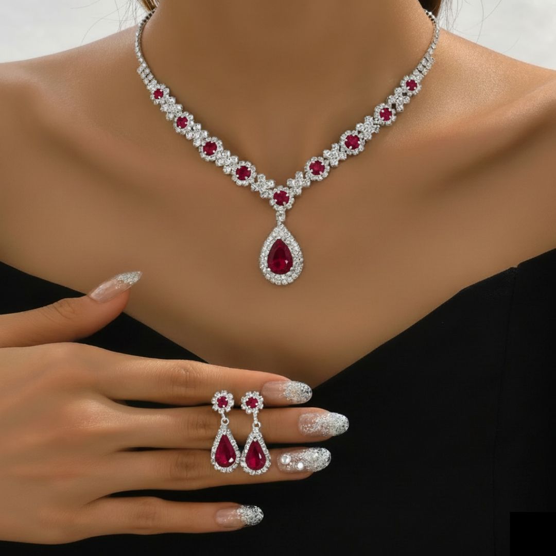 Gwenelivra | Mujer Conjunto de Collar y Pendientes con Zirconia