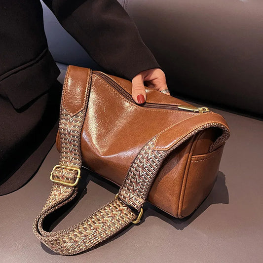 Trine | Mujer Bolso Bandolera Vintage con Correa Trenzada Ajustable
