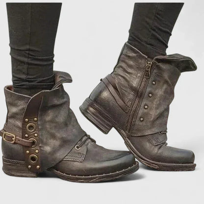 Katrin | Mujer Botines con Hebillas y Cremallera Lateral
