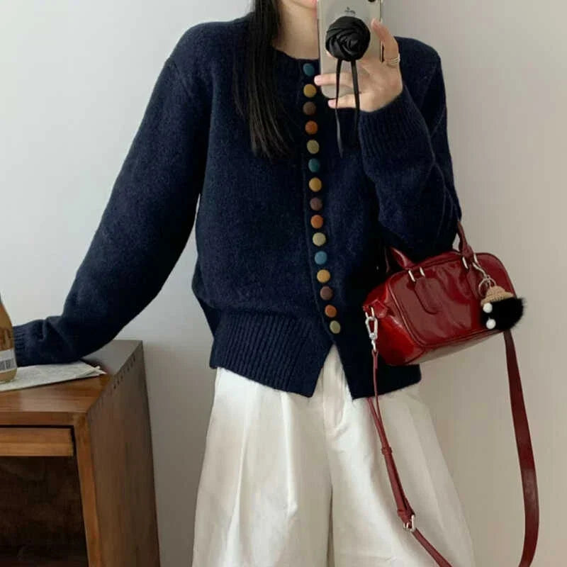 Sofia | Mujer Chaqueta de Punto con Botones de Color