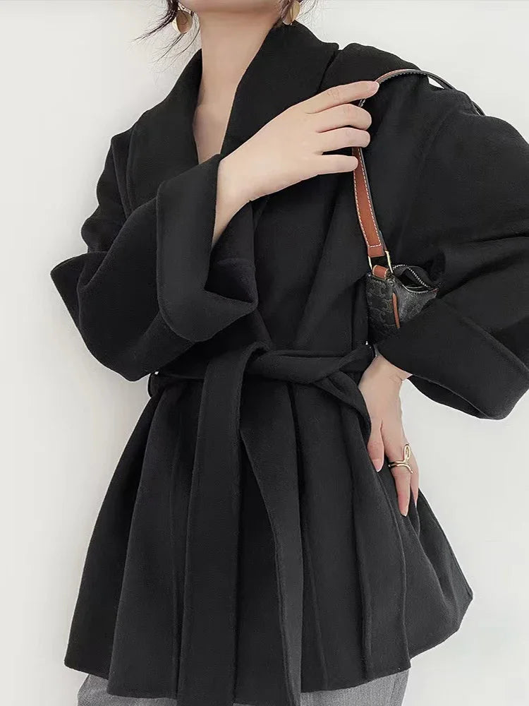 Serenya | Mujer Abrigo Largo de Lana con Cuello Oversize