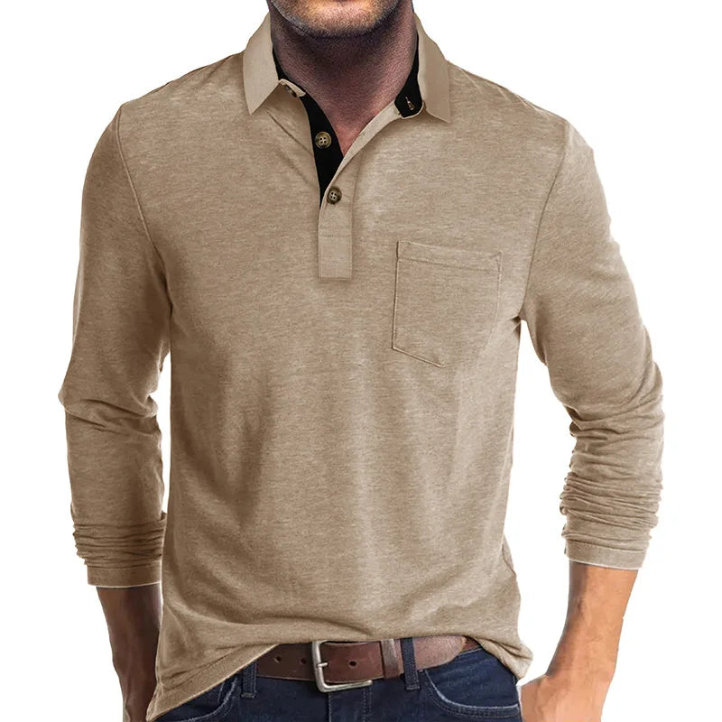 Kavin | Hombre Camisa de Manga Larga de Color Sólido