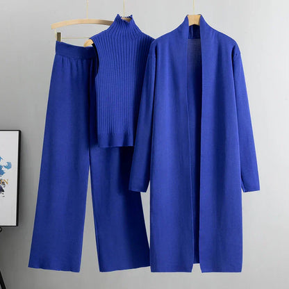 Lillian | Mujer Conjunto de Tres Piezas con Cárdigan y Pantalón Ancho