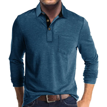 Kavin | Hombre Camisa de Manga Larga de Color Sólido