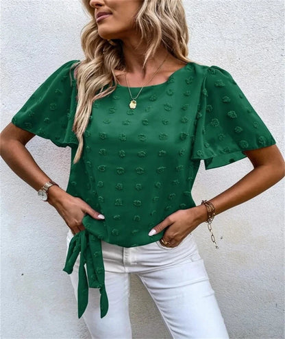Rita | Mujer Top de Chiffon con Flores 3D