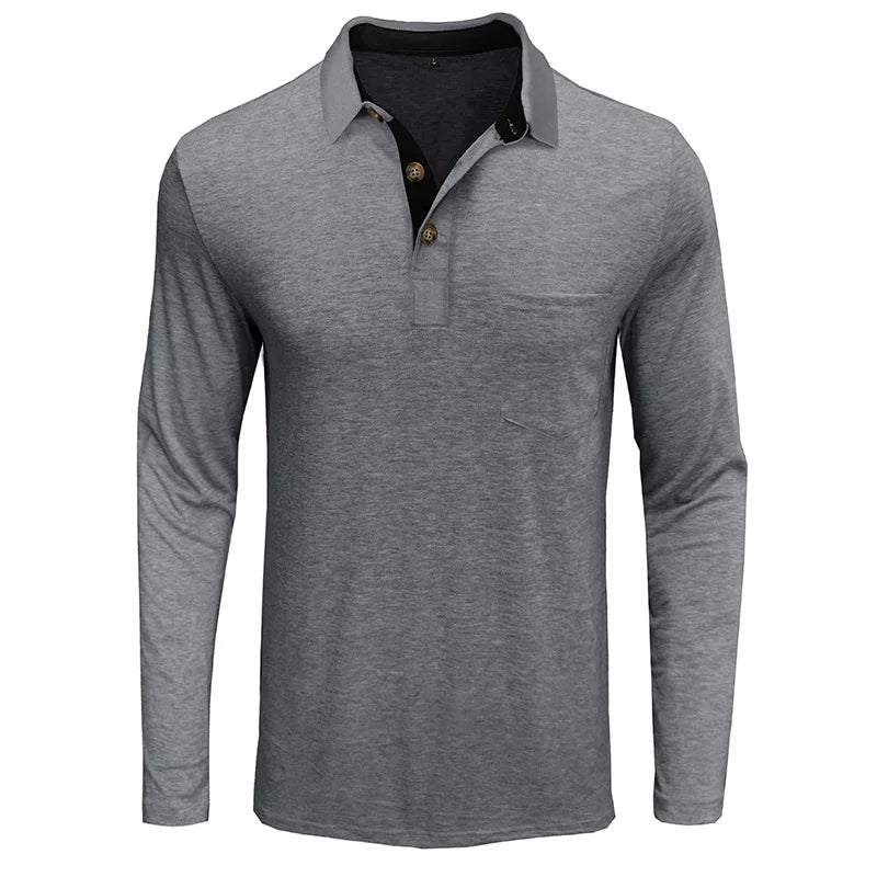 Kavin | Hombre Camisa de Manga Larga de Color Sólido