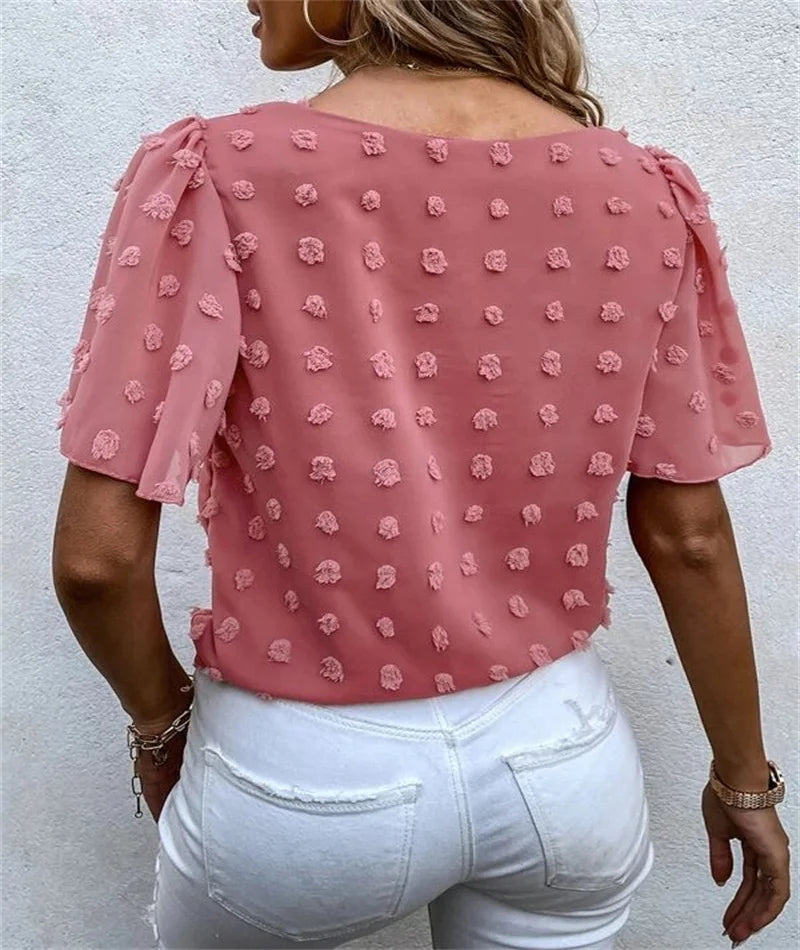 Rita | Mujer Top de Chiffon con Flores 3D
