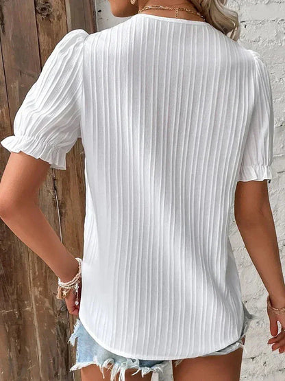 Bea | Mujer Blusa de Encaje con Mangas Abullonadas