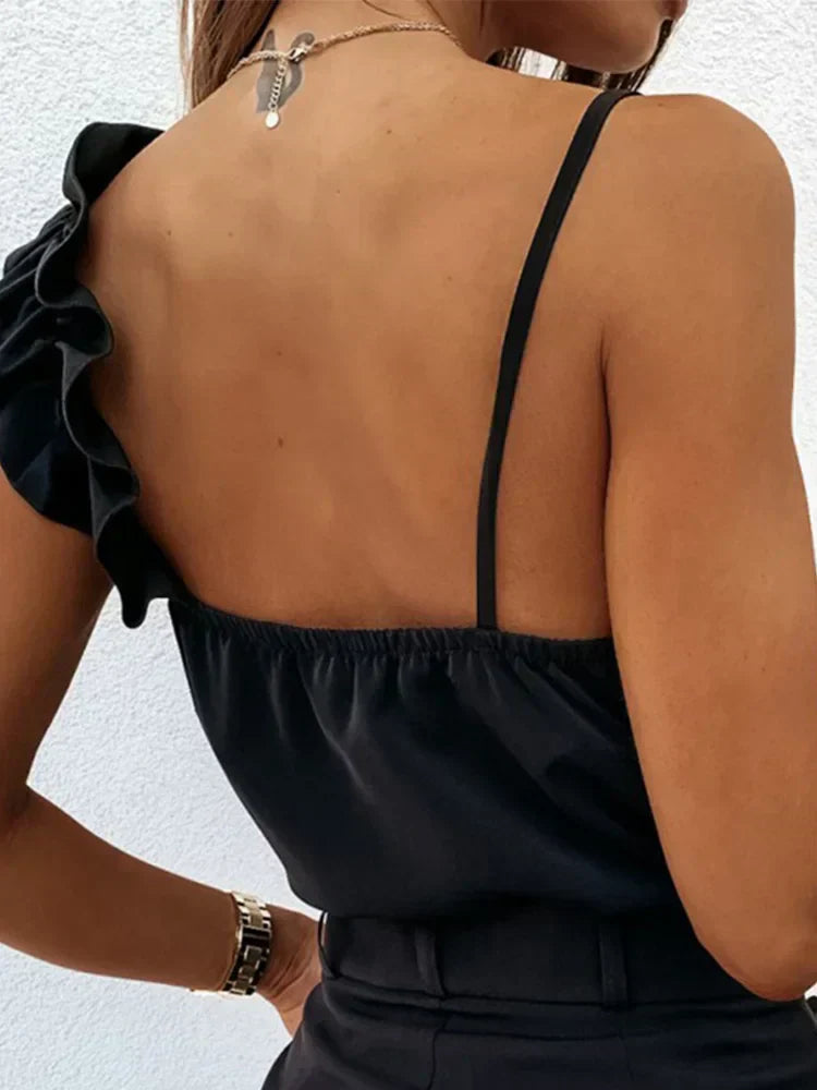 Sorelle | Mujer Top Asimétrico de Un Hombro con Volantes