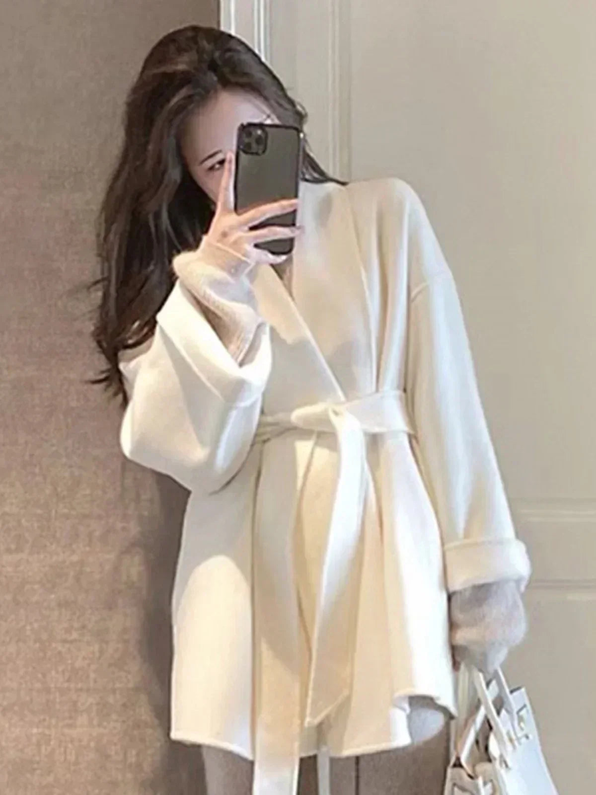 Serenya | Mujer Abrigo Largo de Lana con Cuello Oversize