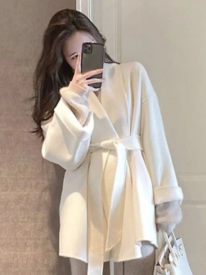 Serenya | Mujer Abrigo Largo de Lana con Cuello Oversize