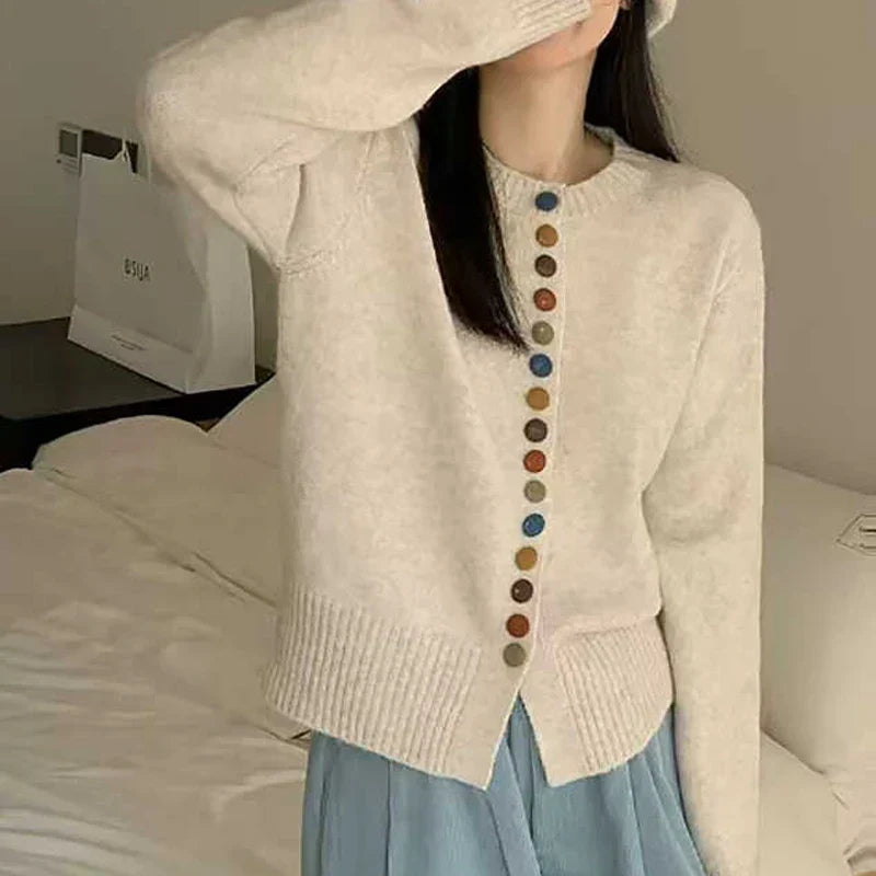 Sofia | Mujer Chaqueta de Punto con Botones de Color
