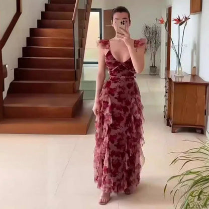 Frie | Mujer Vestido Floral Entallado con Volantes