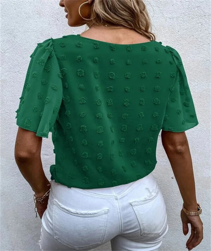 Rita | Mujer Top de Chiffon con Flores 3D