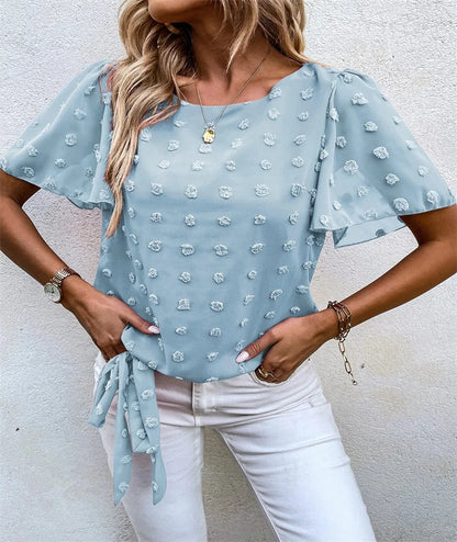 Rita | Mujer Top de Chiffon con Flores 3D