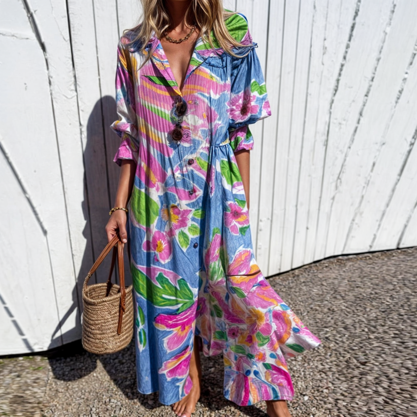 Lidian | Mujer Vestido Boho Fluido con Encaje y Volantes