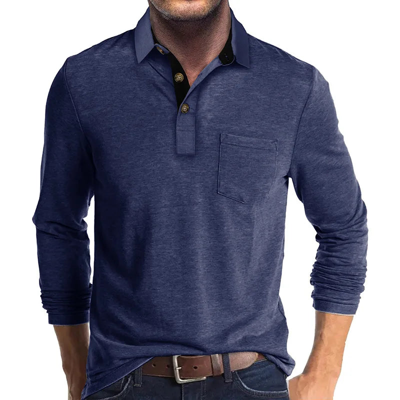 Kavin | Hombre Camisa de Manga Larga de Color Sólido