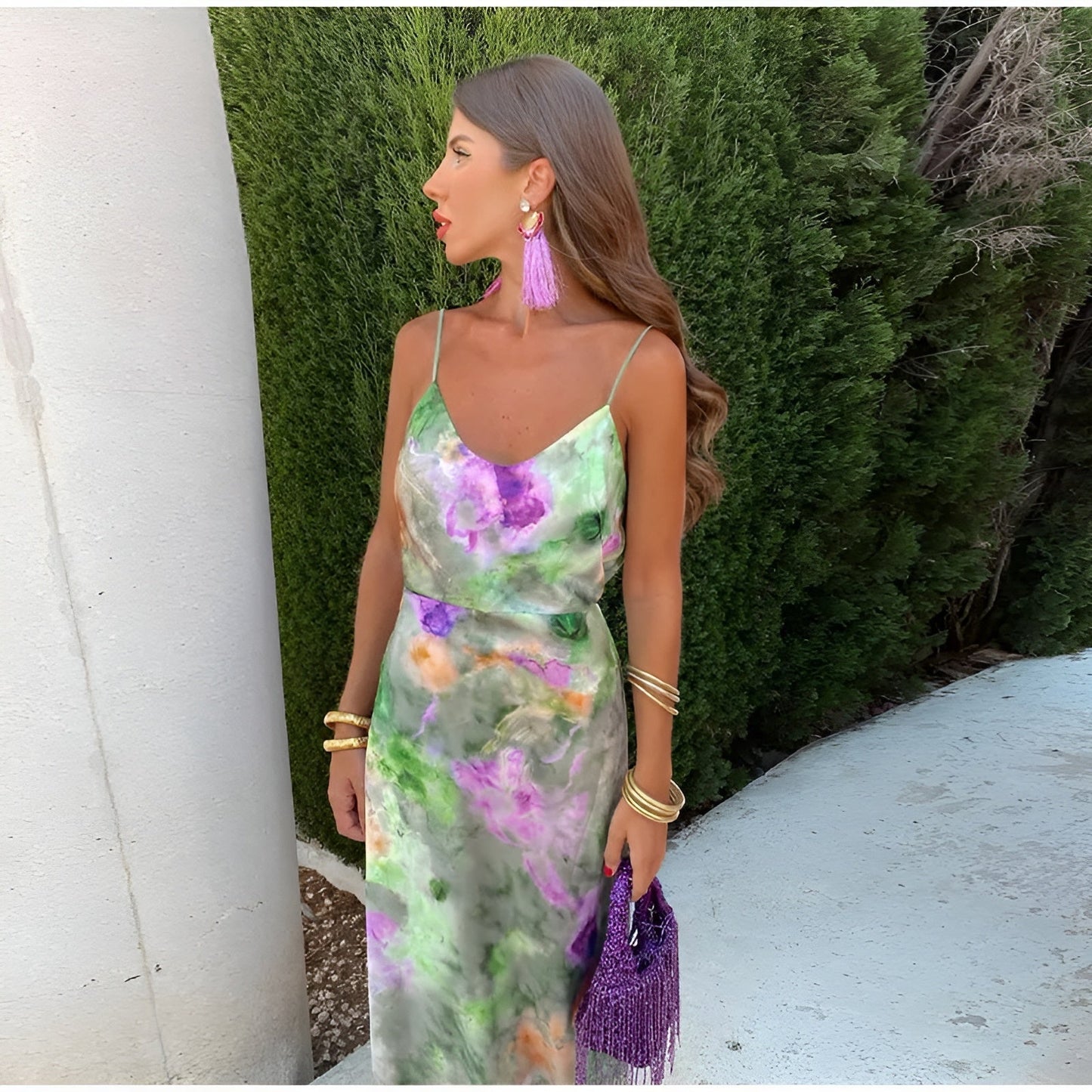 Tove | Mujer Vestido Maxi Tie-Dye con Bufanda