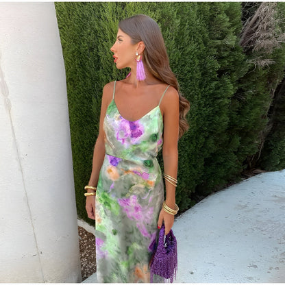 Tove | Mujer Vestido Maxi Tie-Dye con Bufanda