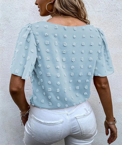 Rita | Mujer Top de Chiffon con Flores 3D
