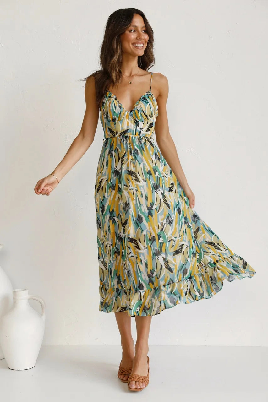 Emmely | Mujer Vestido Ajustado Colorido con Estampado