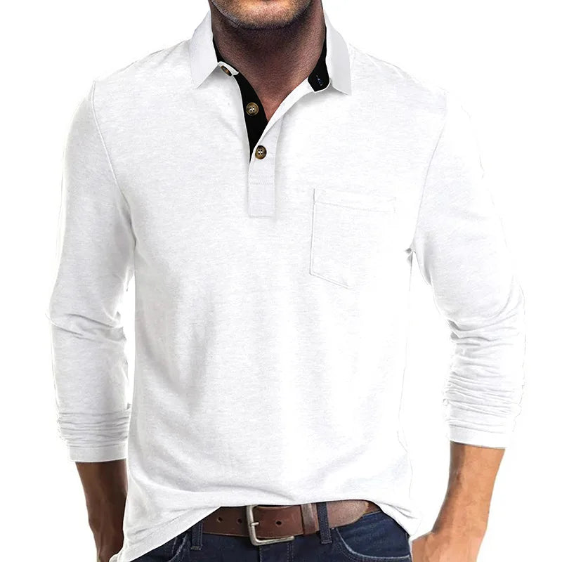 Kavin | Hombre Camisa de Manga Larga de Color Sólido