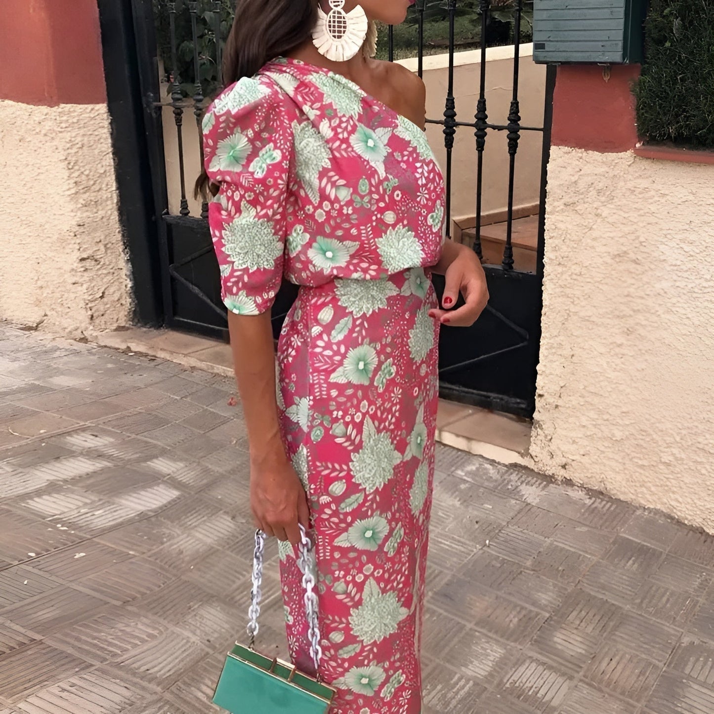 Emili | Mujer Maxi Vestido Fluido Favorecedor con Estampado