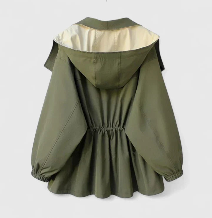 Becka | Mujer Chaqueta Moderna con Cuello Estratificado y Cremallera