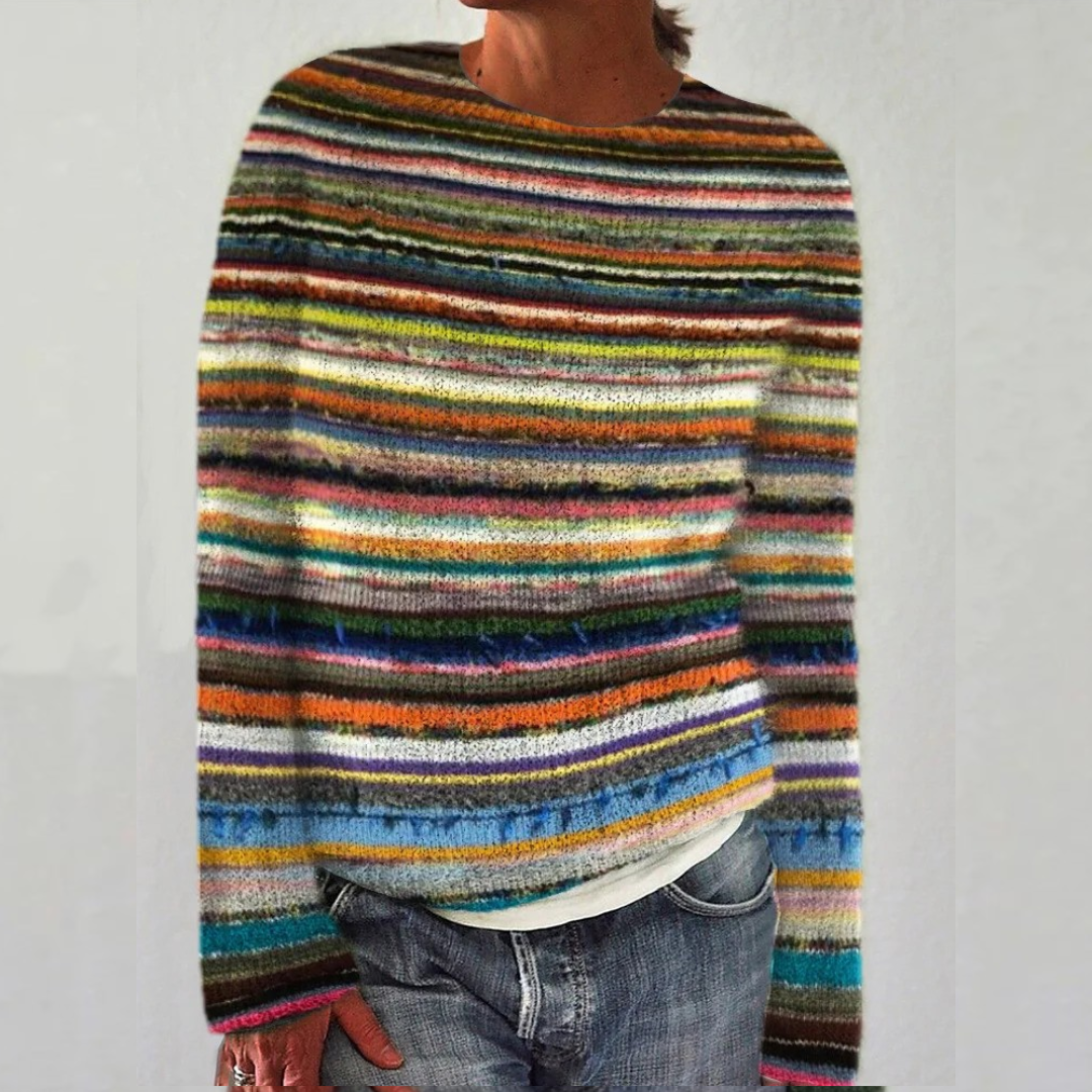 Silvana | Mujer Suéter de Lana con Motivo Escandinavo Multicolor