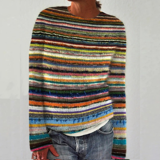 Silvana | Mujer Suéter de Lana con Motivo Escandinavo Multicolor