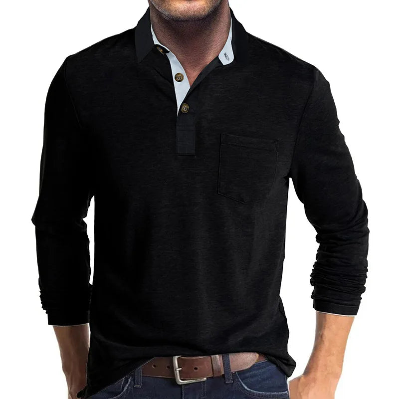 Kavin | Hombre Camisa de Manga Larga de Color Sólido