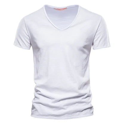 Léon | Hombre Camiseta Básica de Algodón con Escote en V