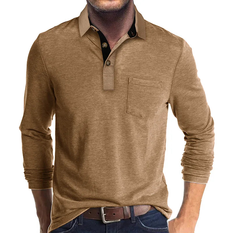 Kavin | Hombre Camisa de Manga Larga de Color Sólido