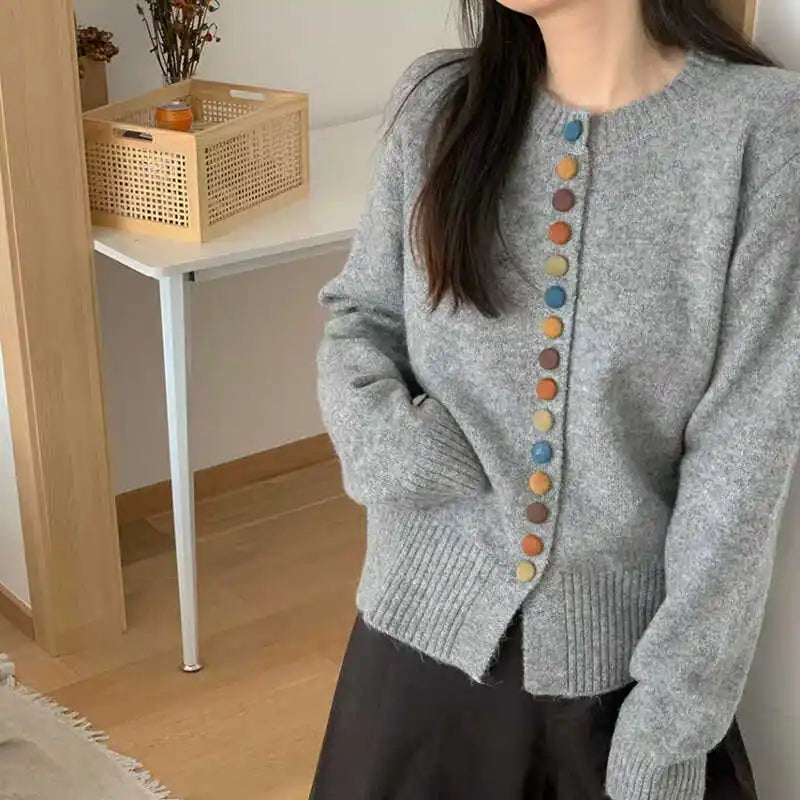Sofia | Mujer Chaqueta de Punto con Botones de Color