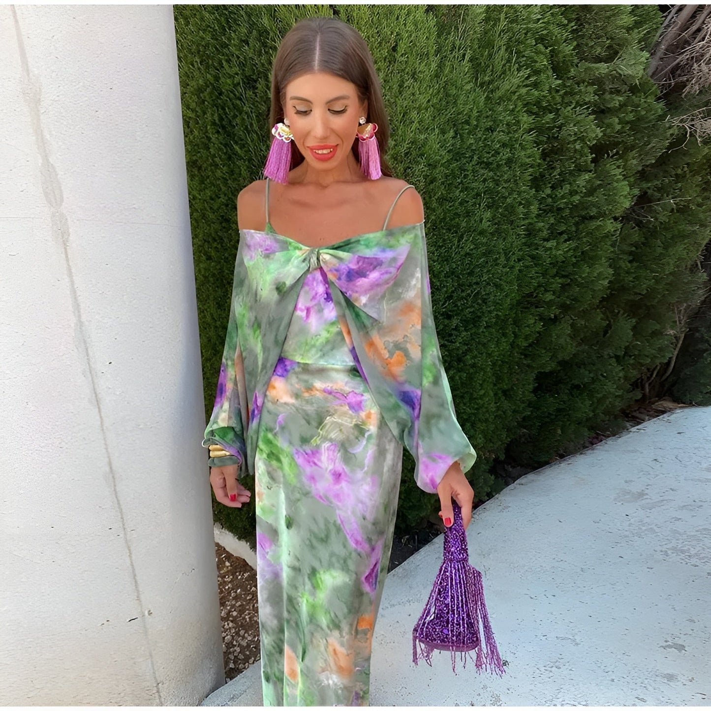 Tove | Mujer Vestido Maxi Tie-Dye con Bufanda