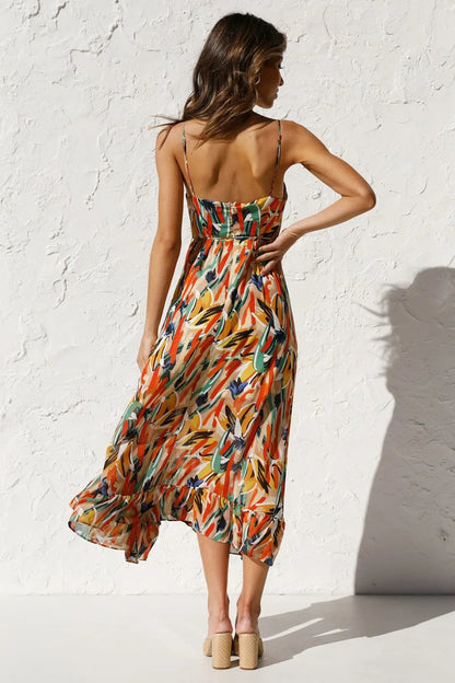Emmely | Mujer Vestido Ajustado Colorido con Estampado