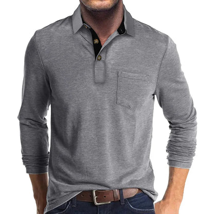 Kavin | Hombre Camisa de Manga Larga de Color Sólido