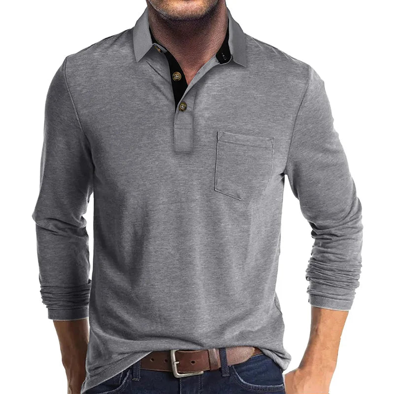 Kavin | Hombre Camisa de Manga Larga de Color Sólido