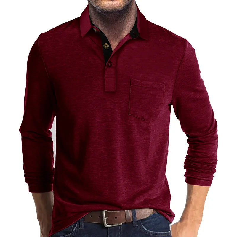 Kavin | Hombre Camisa de Manga Larga de Color Sólido