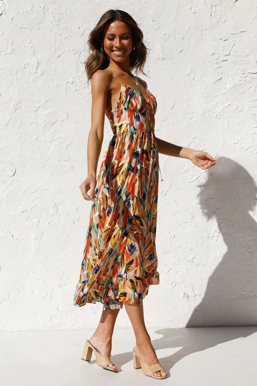 Emmely | Mujer Vestido Ajustado Colorido con Estampado