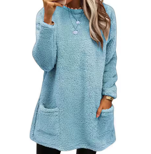 Lily | Mujer Suéter Oversize Tipo Peluche con Bolsillos