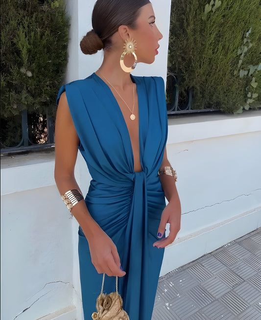 Yfke | Mujer Vestido Plisado Favorecedor Atemporal