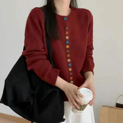 Sofia | Mujer Chaqueta de Punto con Botones de Color