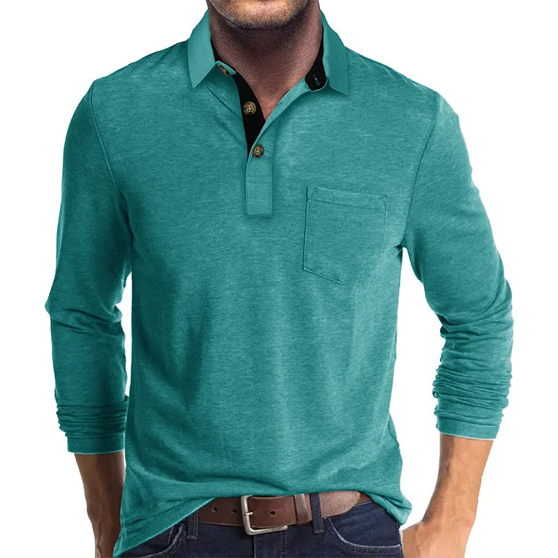 Kavin | Hombre Camisa de Manga Larga de Color Sólido