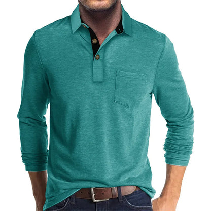 Kavin | Hombre Camisa de Manga Larga de Color Sólido